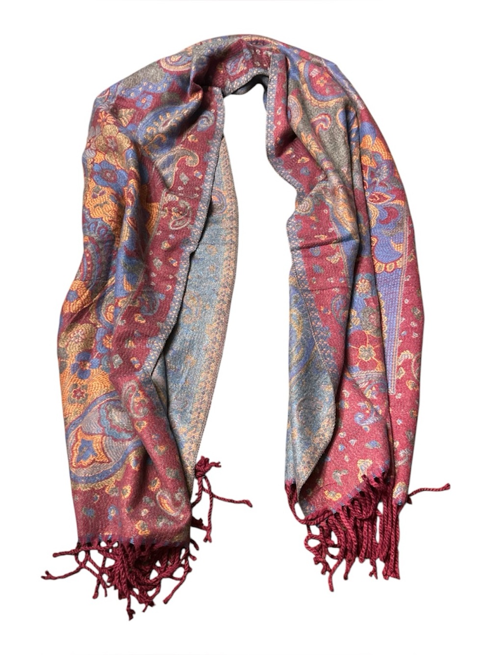 Cashmere Paisley Scarf Multicolor Turkish Istanbul Fringe Oversized